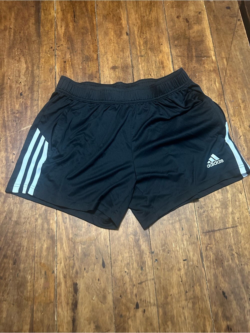adidas Black Women's Athletic Shorts with White Side Stripes